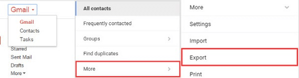 aller aux contacts sur Gmail