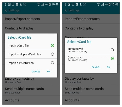 import vcf contacts to your new samsung galaxy