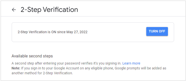 enable two-step verification