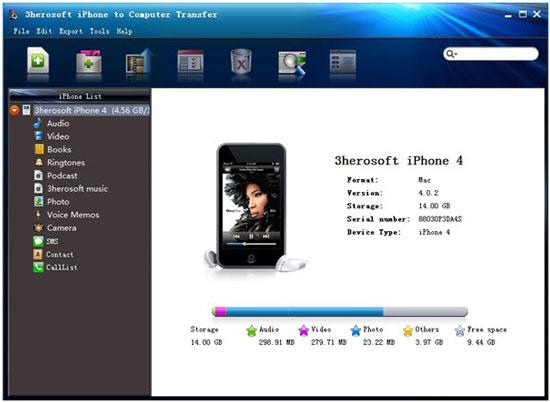 3herosoft iphone data transfer tool