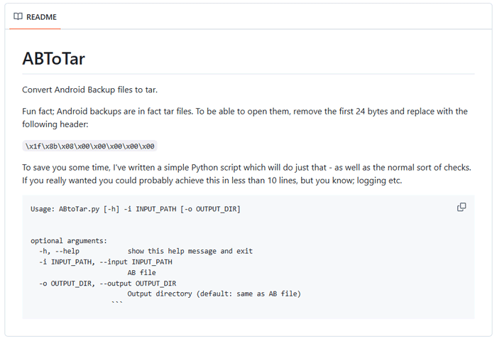 abtotar backup extractor for android