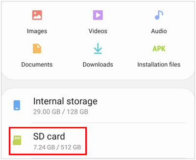 déplacer des photos de Samsung vers la carte SD