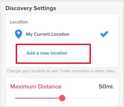 change the country on Tinder settings