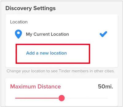 更改 Tinder 设置中的国家/地区