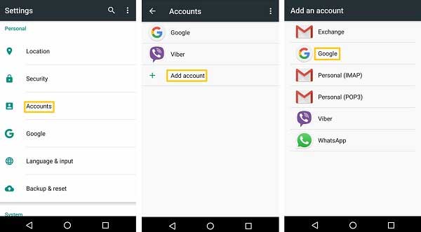 add google account to samsung to restore data