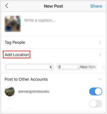 modifier les paramètres de localisation Instagram