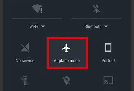 Android でテキスト メッセージを送信できない場合は、機内モードをチェックしてオフにします