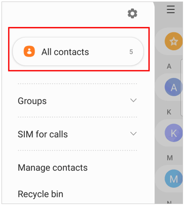 modifier les paramètres de contact sur Samsung pour résoudre le problème de contact manquant
