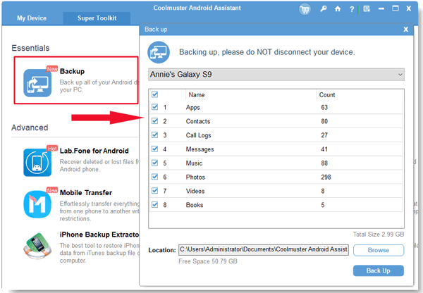 backup android data to computer