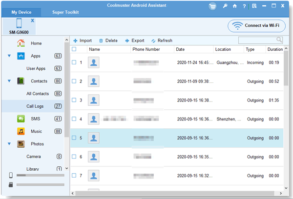 manage and transfer lg phone call logs on the computer