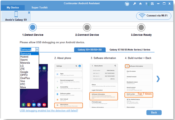 enable usb debugging while using samsung messages backup