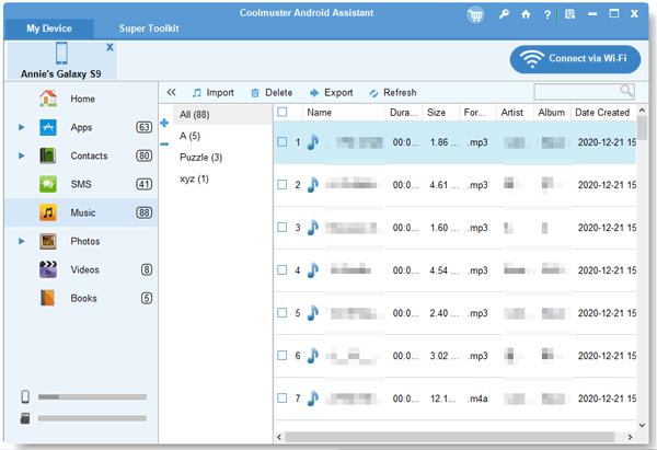 export or import music between samsung and computer