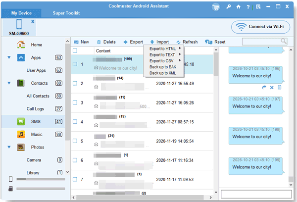 export messages to computer