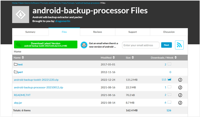 android backup processor on sourceforge