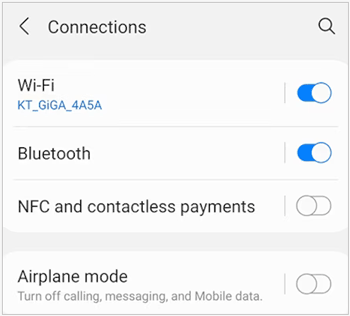 assurez-vous que le Wi-Fi et le Bluetooth sont activés