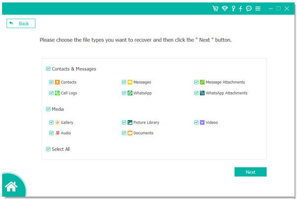 choose the messages option to scan your android messages