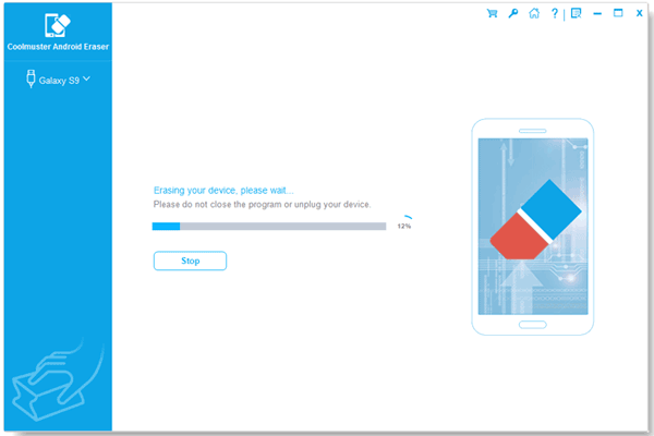 start to erase data on android phone