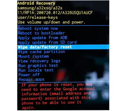 factory reset the android phone to wipe all data