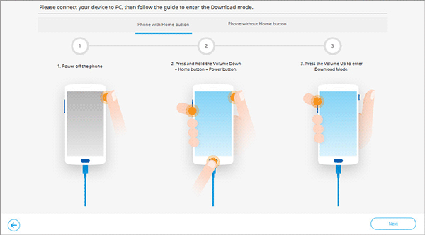 enter download mode to fix samsung device