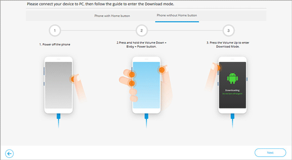 enter the download mode to recover the bricked phone