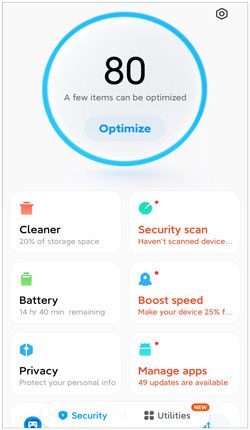 clear junk files and perform virus scan using the security app on android to fix the auto shutdown issue