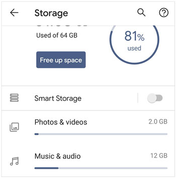 check the storage on android when whatsapp fails to download media files