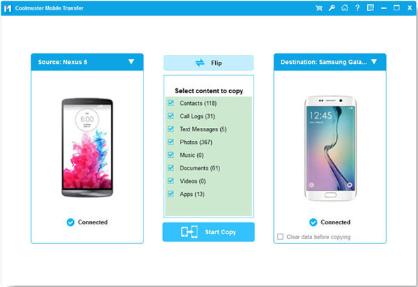 one click to copy data from android to android via wifi