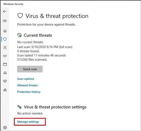 désactiver la protection antivirus sur Windows pour installer Samsung Kies