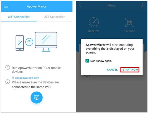 share phone screen with pc using apowermirror