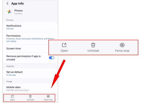 force stopping google photos