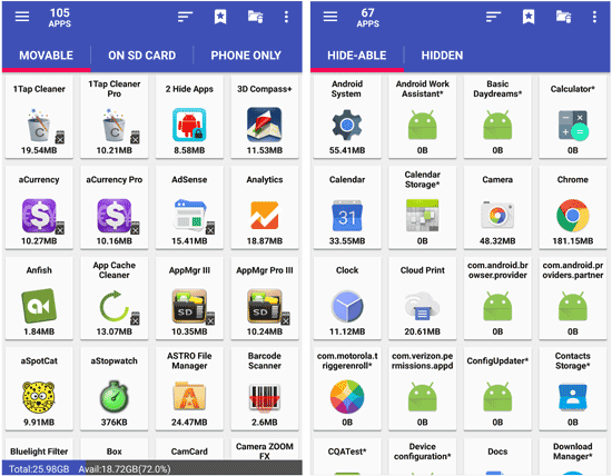 appmgr iii pour la gestion des applications Android