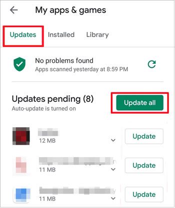 update apps to speed up the android device