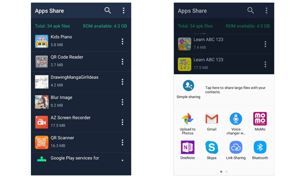 transférer des applications via Bluetooth à l'aide du partage d'applications