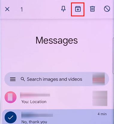 archive text messages on android using google messages app