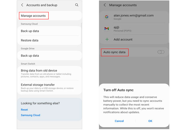 disable auto sync to improve the performance of the android phone