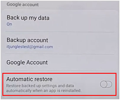 use the automatic restore feature to recover app data on the android phone