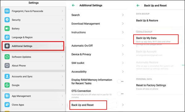 使用Google帐户将oppo文件同步到vivo