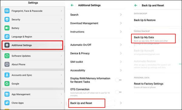 sync oppo files to vivo with google account