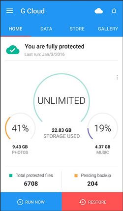 Sichern Sie Pixel 2 mit G Cloud Backup