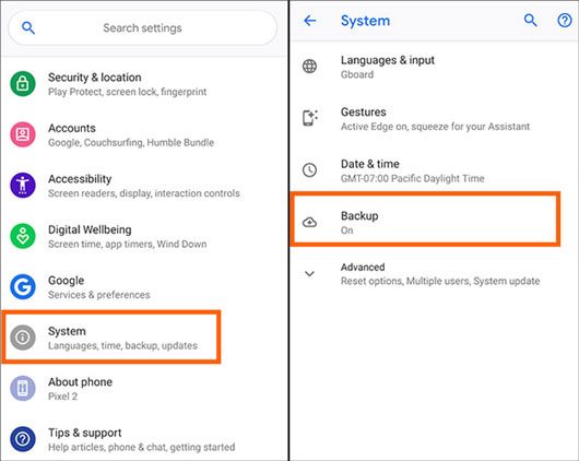 enable google sync feature to transfer samsung data to oneplus
