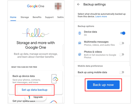 データを Google One にバックアップする