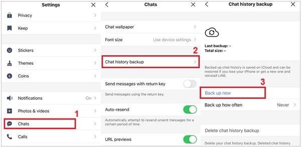 back up line chat history on iphone via icloud