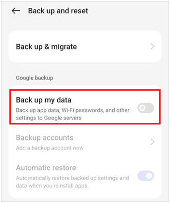 sauvegarder les données de realme sur Google Drive