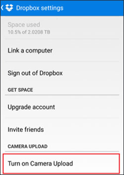 back up android photos to dropbox