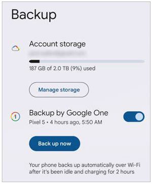 back up android data via google one