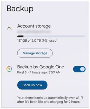 使用Google帐户备份数据