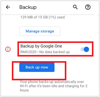 sync data to new android phone via the backup and restoration feature