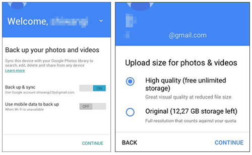 back up samsung photos to google