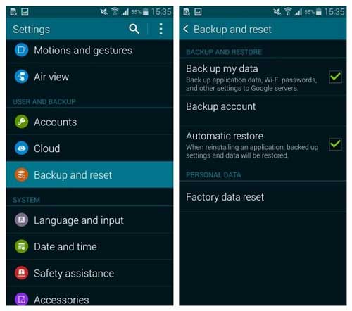 restore samsung data to a new device