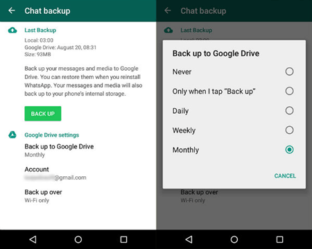 backup whatsapp to google drive